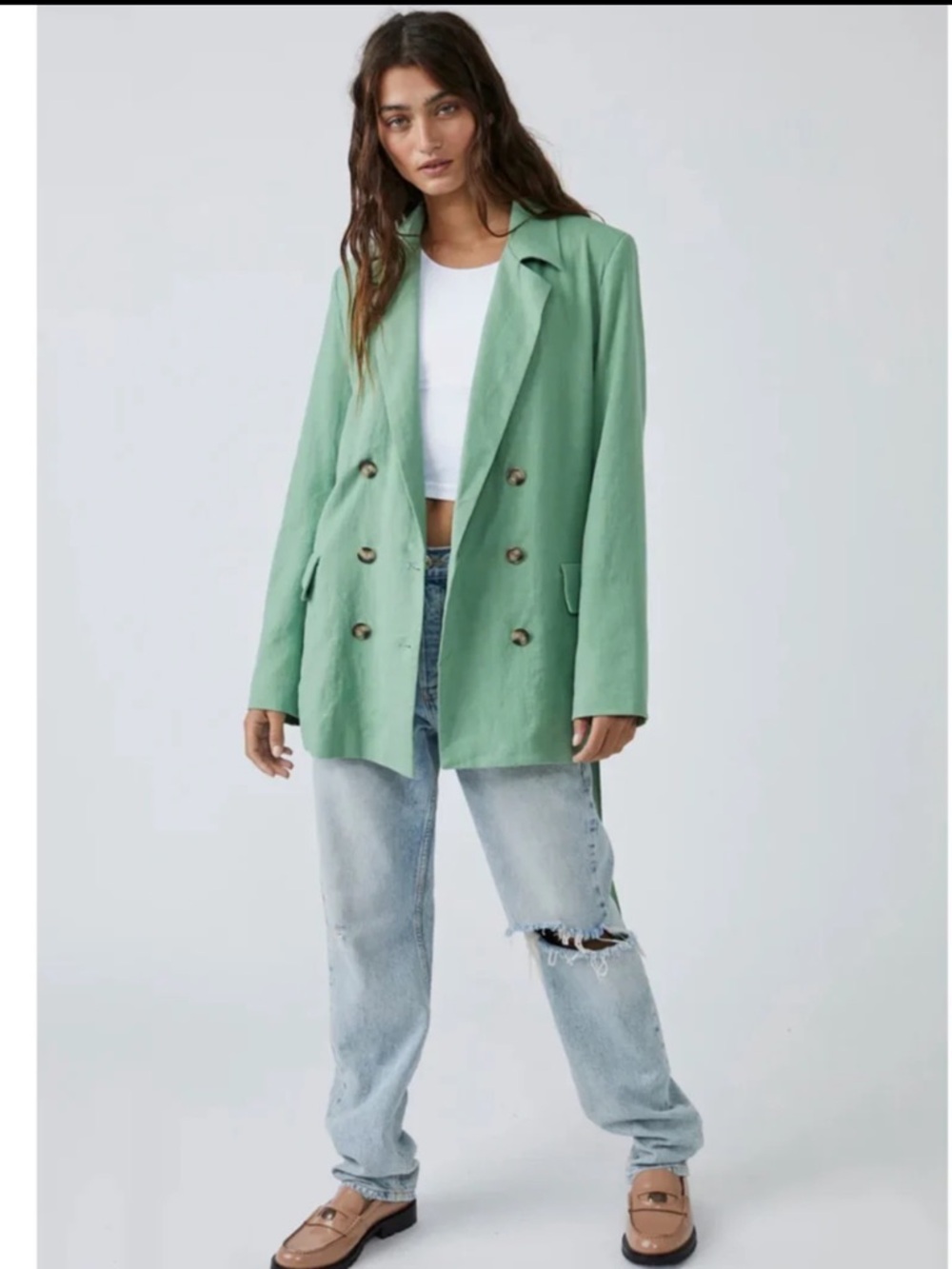 Free People Olivia Blazer in Grassland Oversized size Small